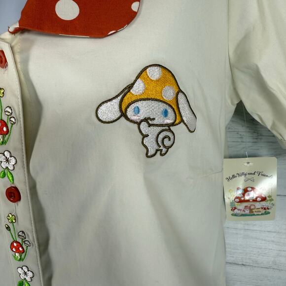 Hot Topic Cream Blouse with Orange Polka Dot Collar - Picture 7 of 12